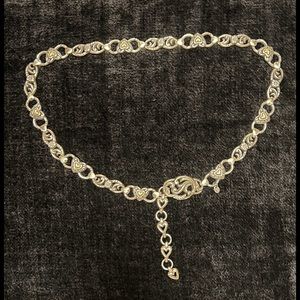 BRIGHTON Silver and Heart Link Chain Belt - Size M, Adjustable 💛VINTAGE💛